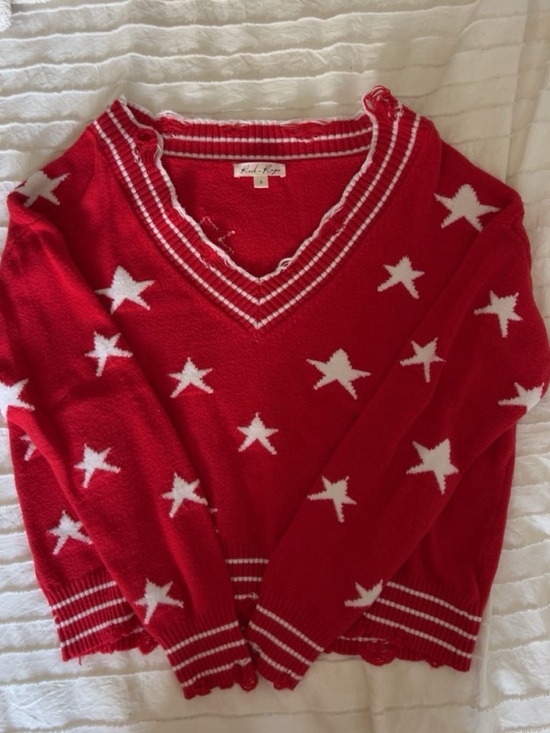 Rock and Rags Sweaters - Rock and Rags “ The Sweet Life Sweater” Red with White Stars
